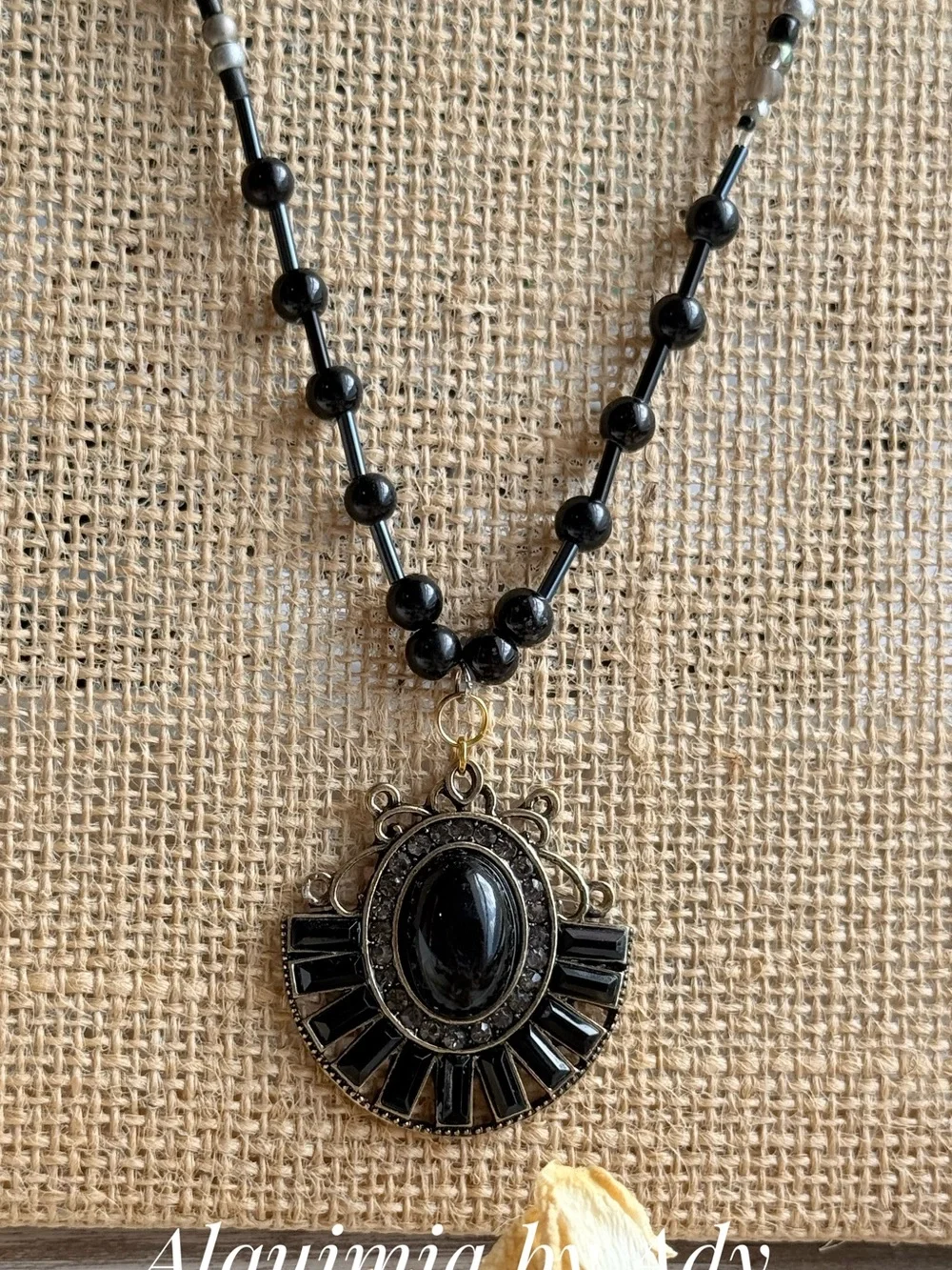 HIGH SUMMER + Black Faceted & Textured Beaded Necklace onyx